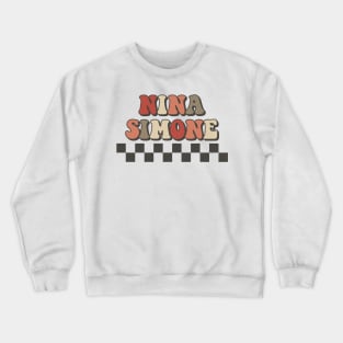 Nina Simone Checkered Retro Groovy Style Crewneck Sweatshirt